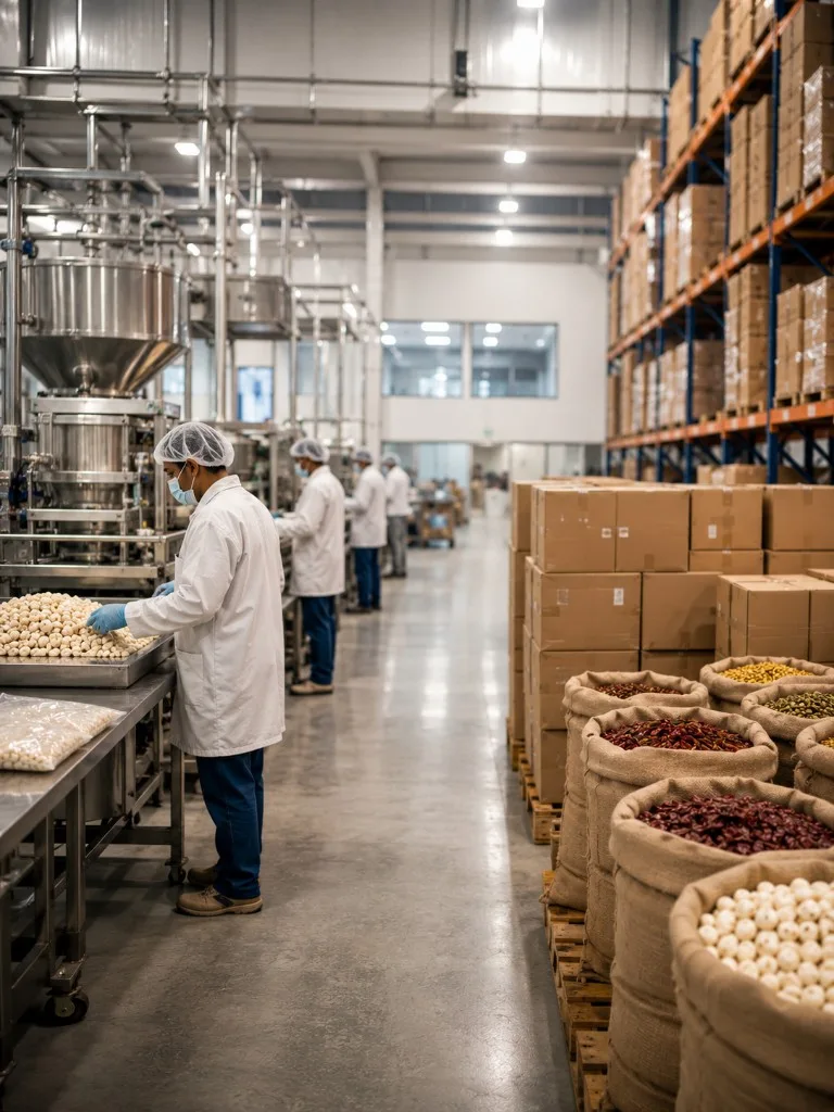 Clean export processing facility with hygienic handling of Indian spices