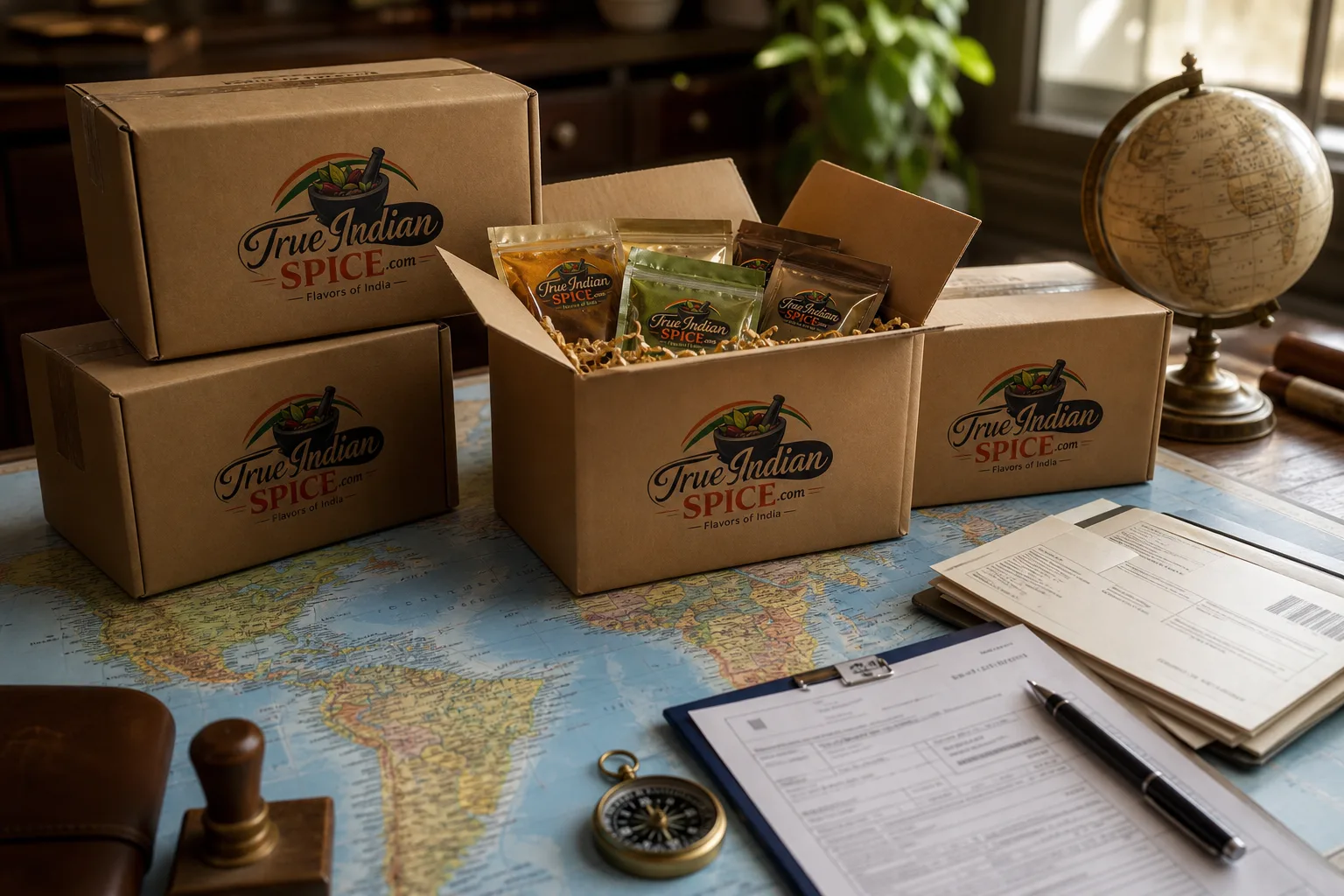 True Indian Spice global export network supplying premium Indian spices to international buyers worldwide