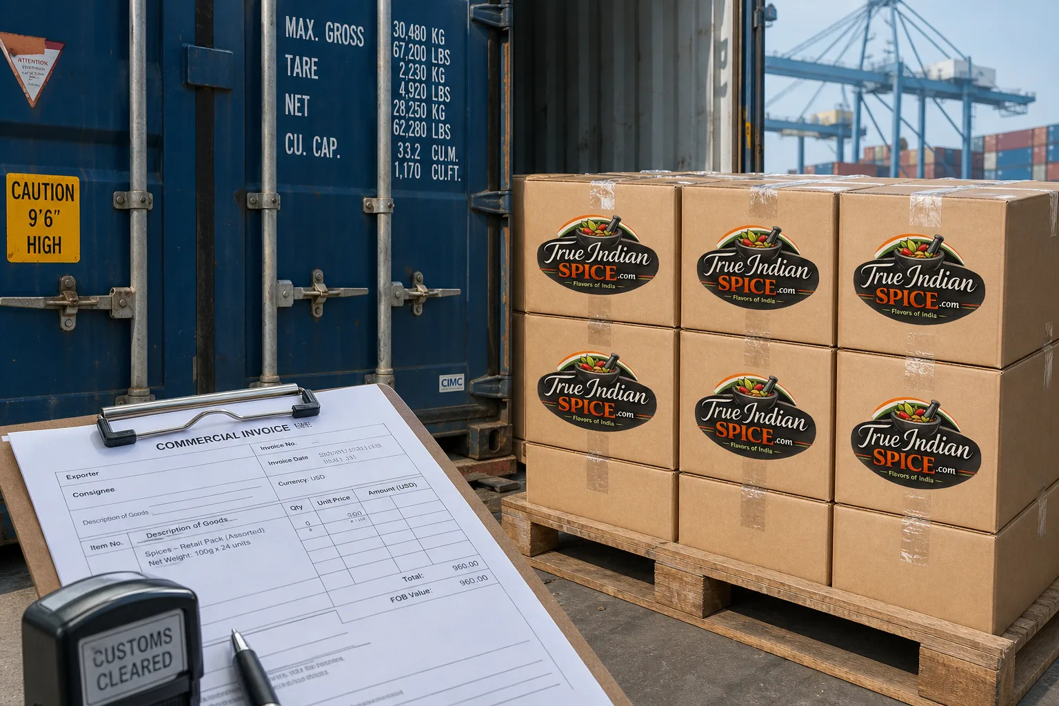 Custom clearance and export documentation for Indian spice shipments