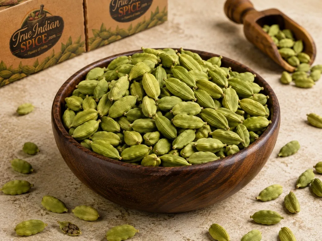 Premium Indian Green Cardamom whole pods for bulk export