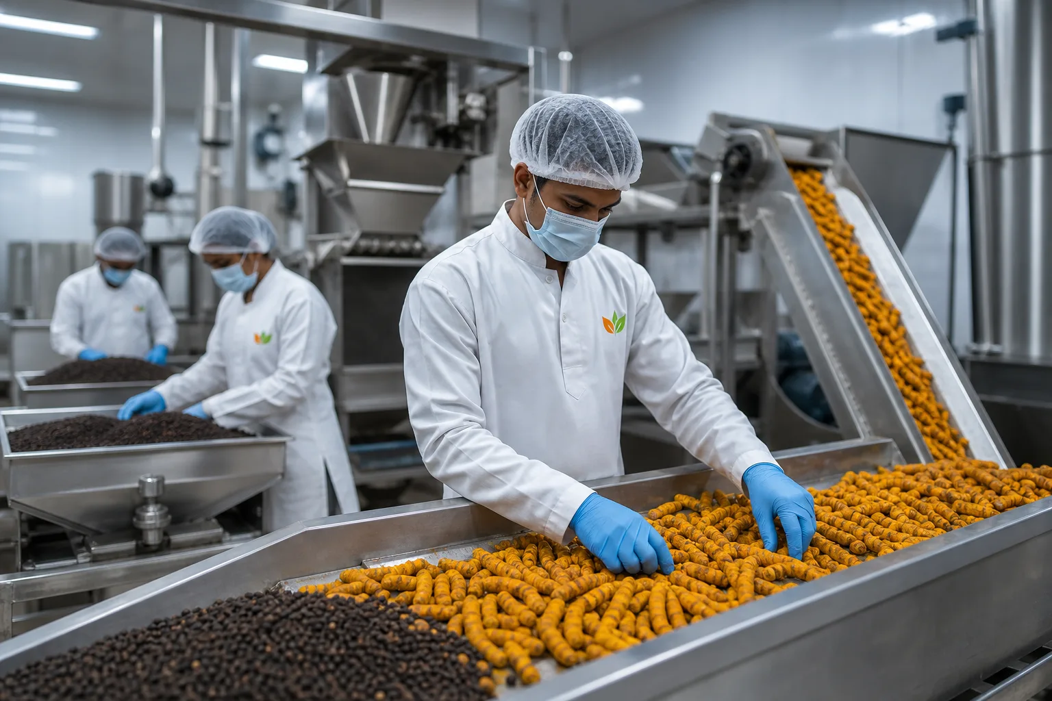 Modern spice processing line at True Indian Spice export facility in Gujarat India
