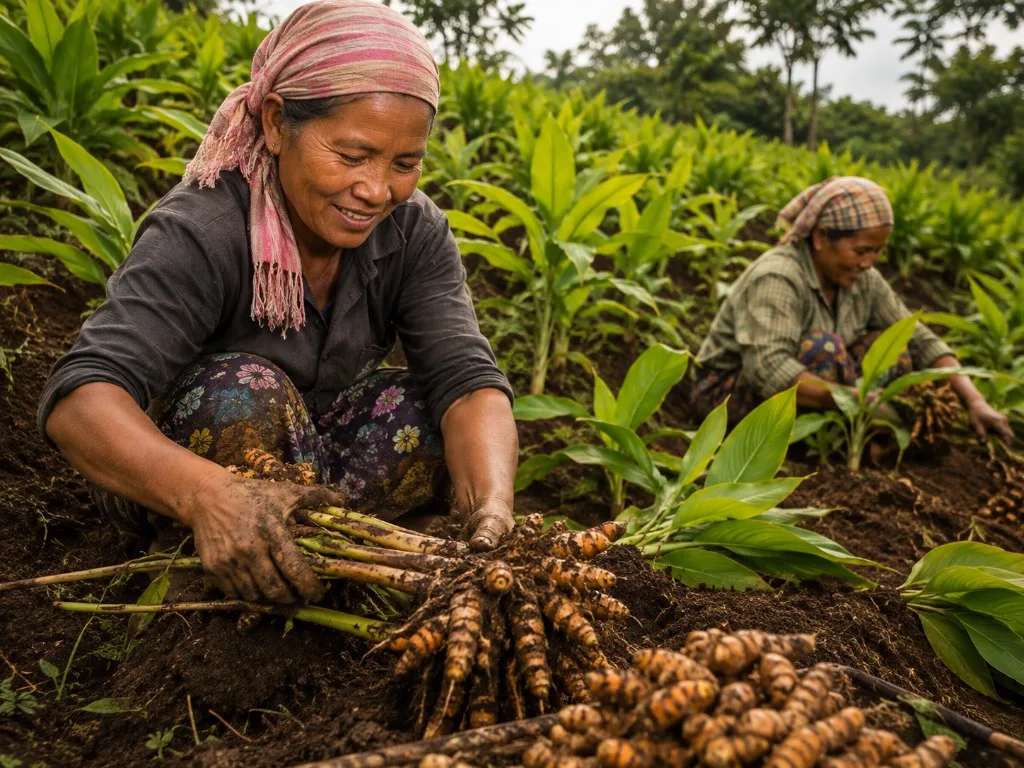 Lakadong Turmeric harvesting in Meghalaya during crop season