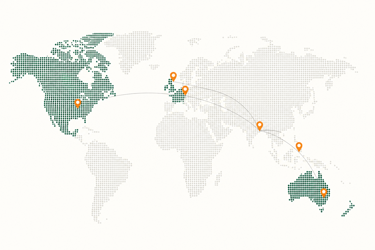 World map showing True Indian Spice global supply network
