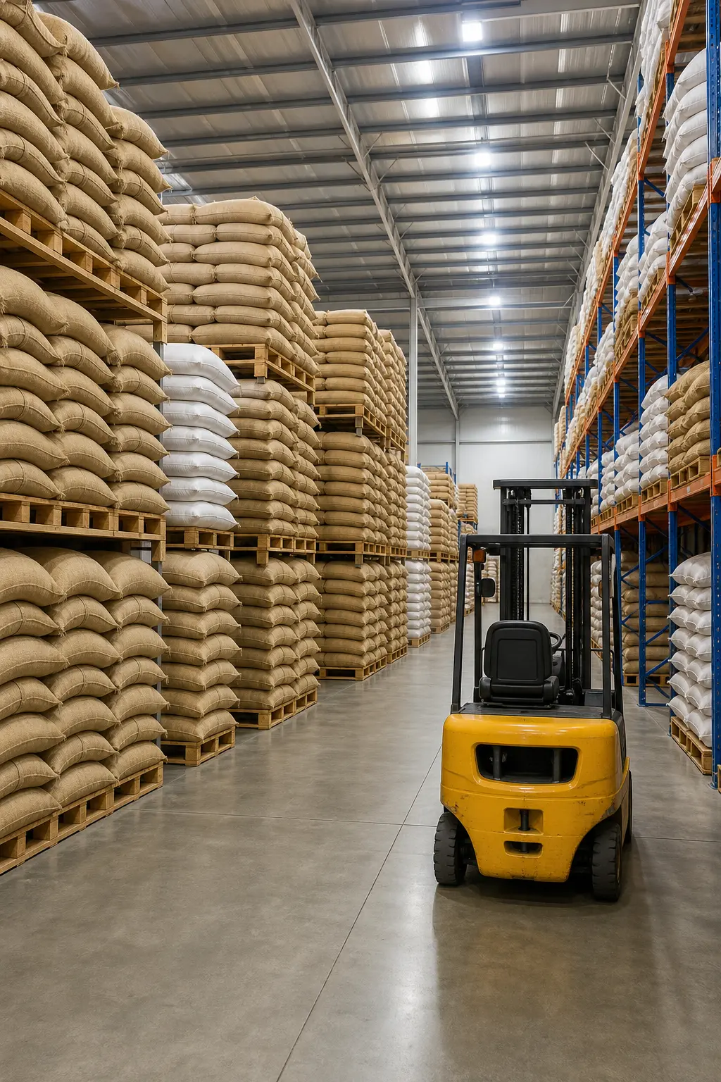Spice export warehouse with forklift